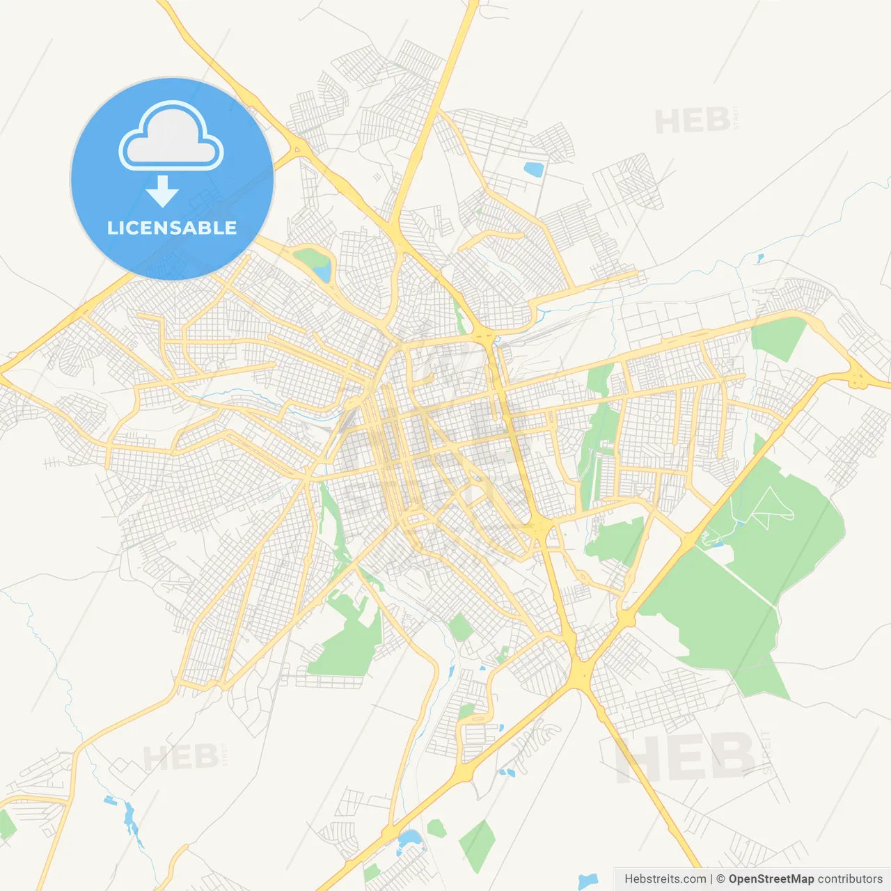 Printable street map of Bauru, Brazil