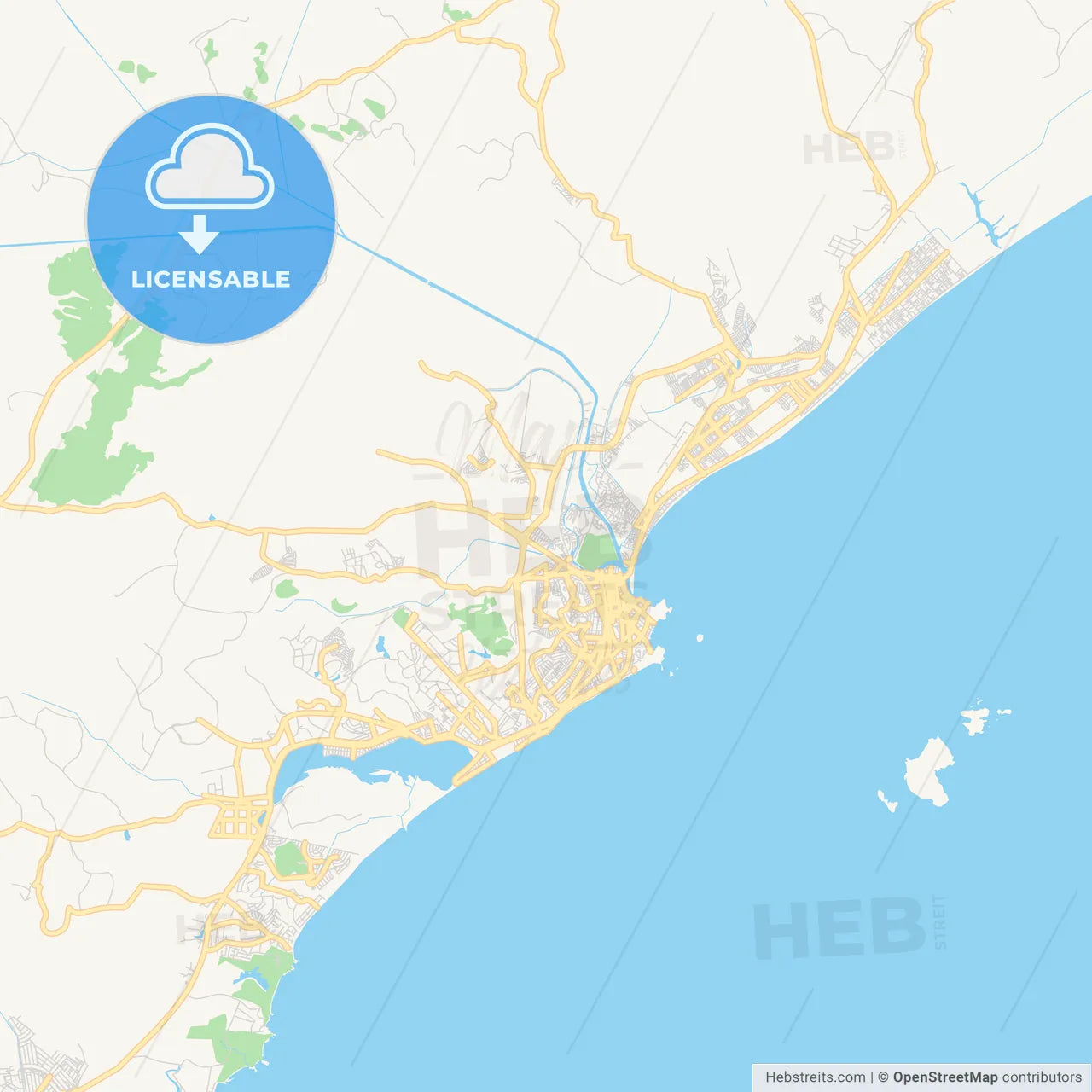 Printable street map of Macae, Brazil