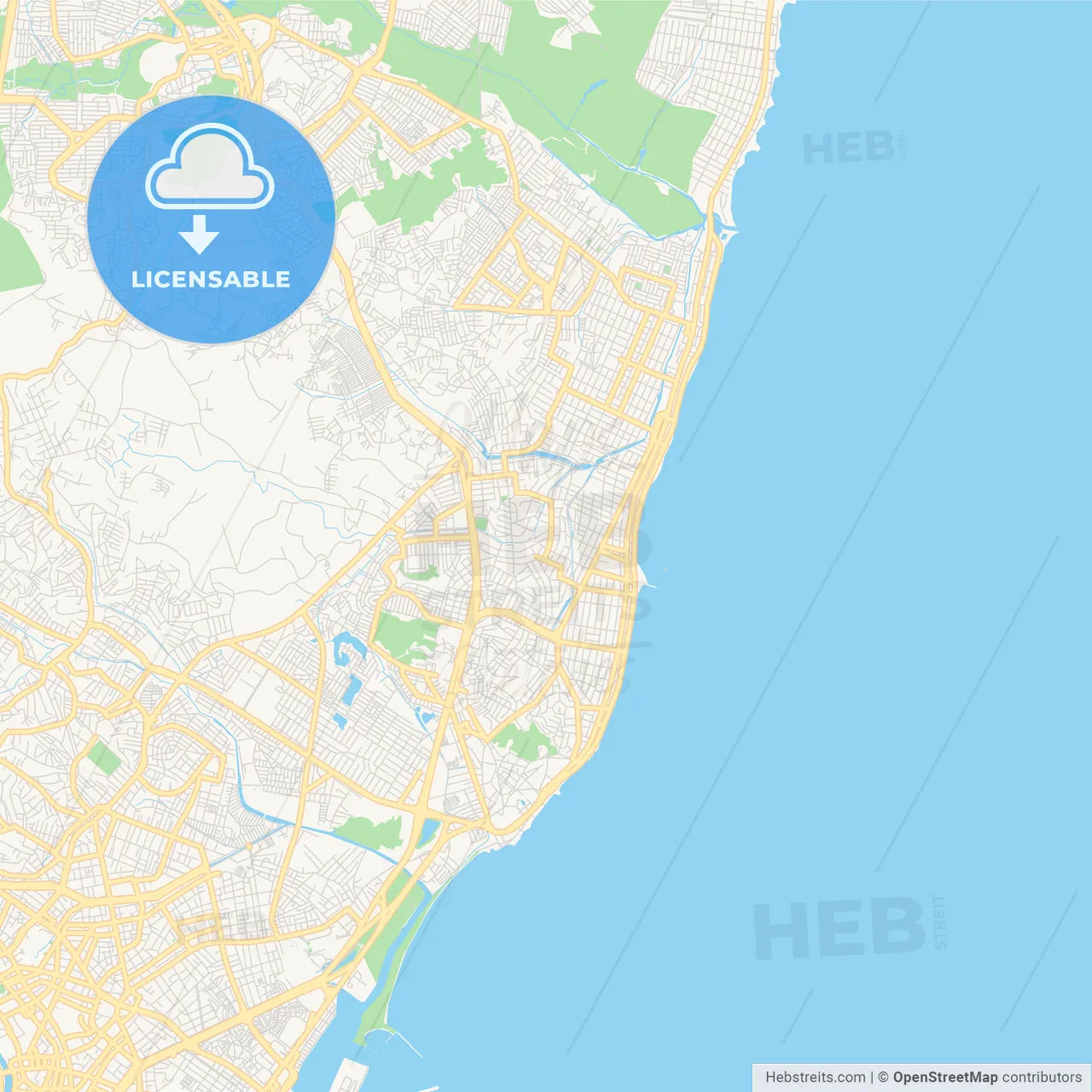 Printable street map of Olinda, Brazil