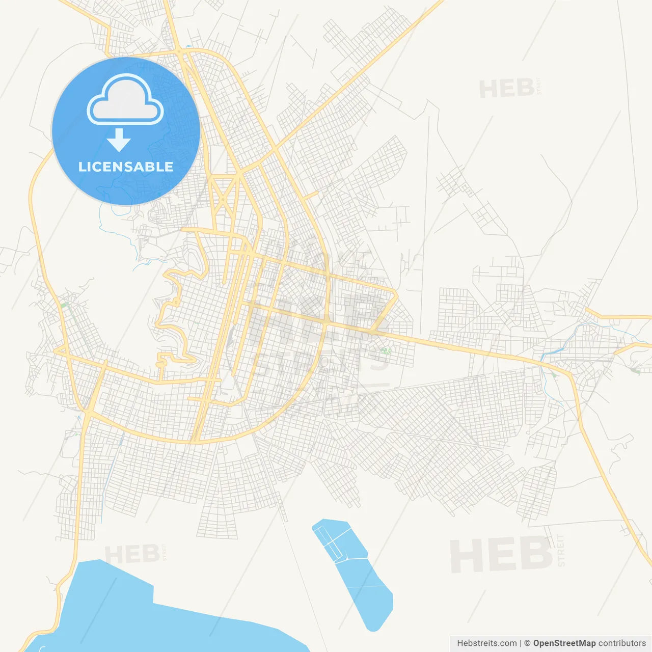 Printable street map of Oruro, Bolivia