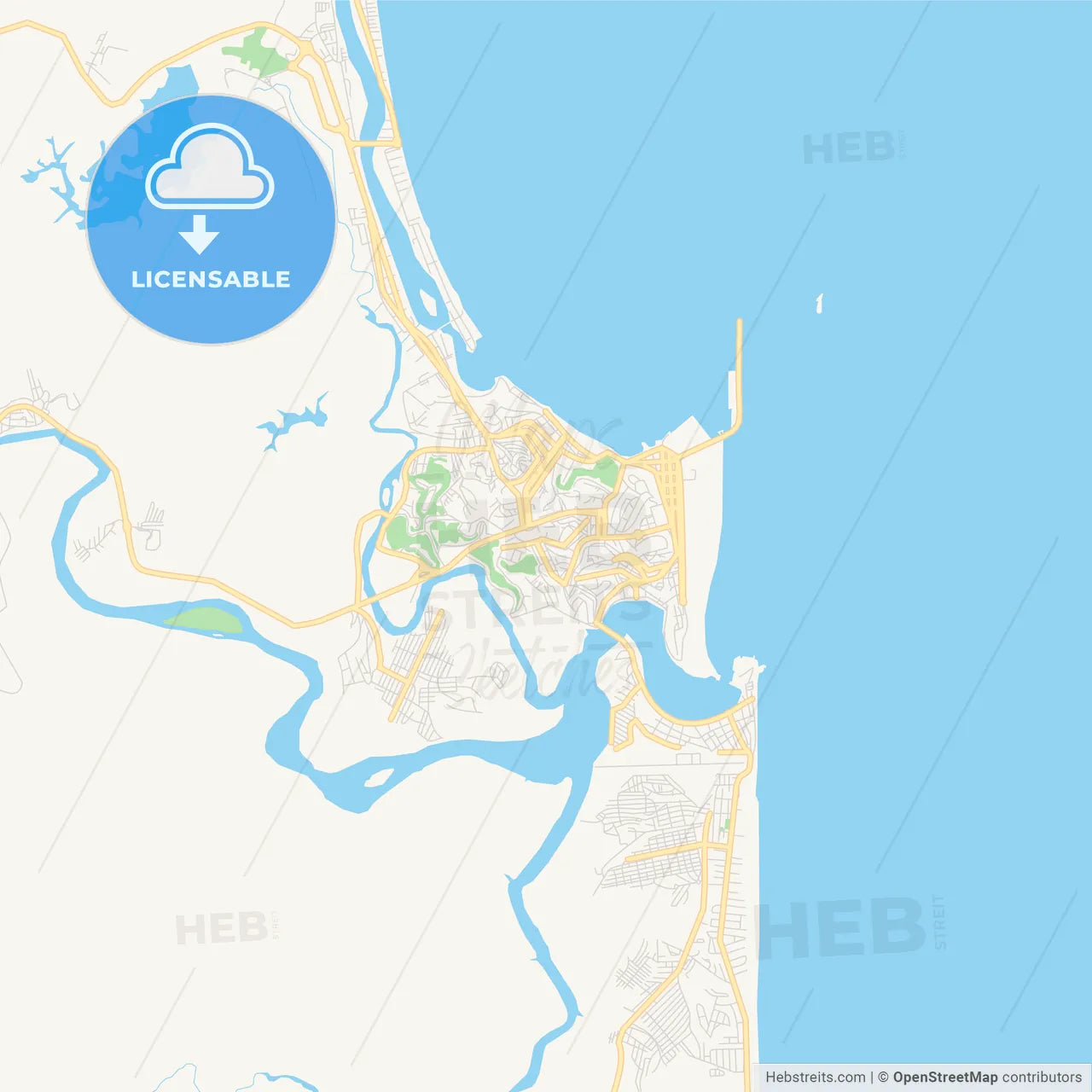 Printable street map of Ilheus, Brazil