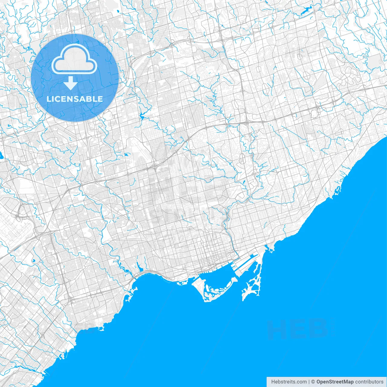 Vector area map of Toronto, Ontario, Canada