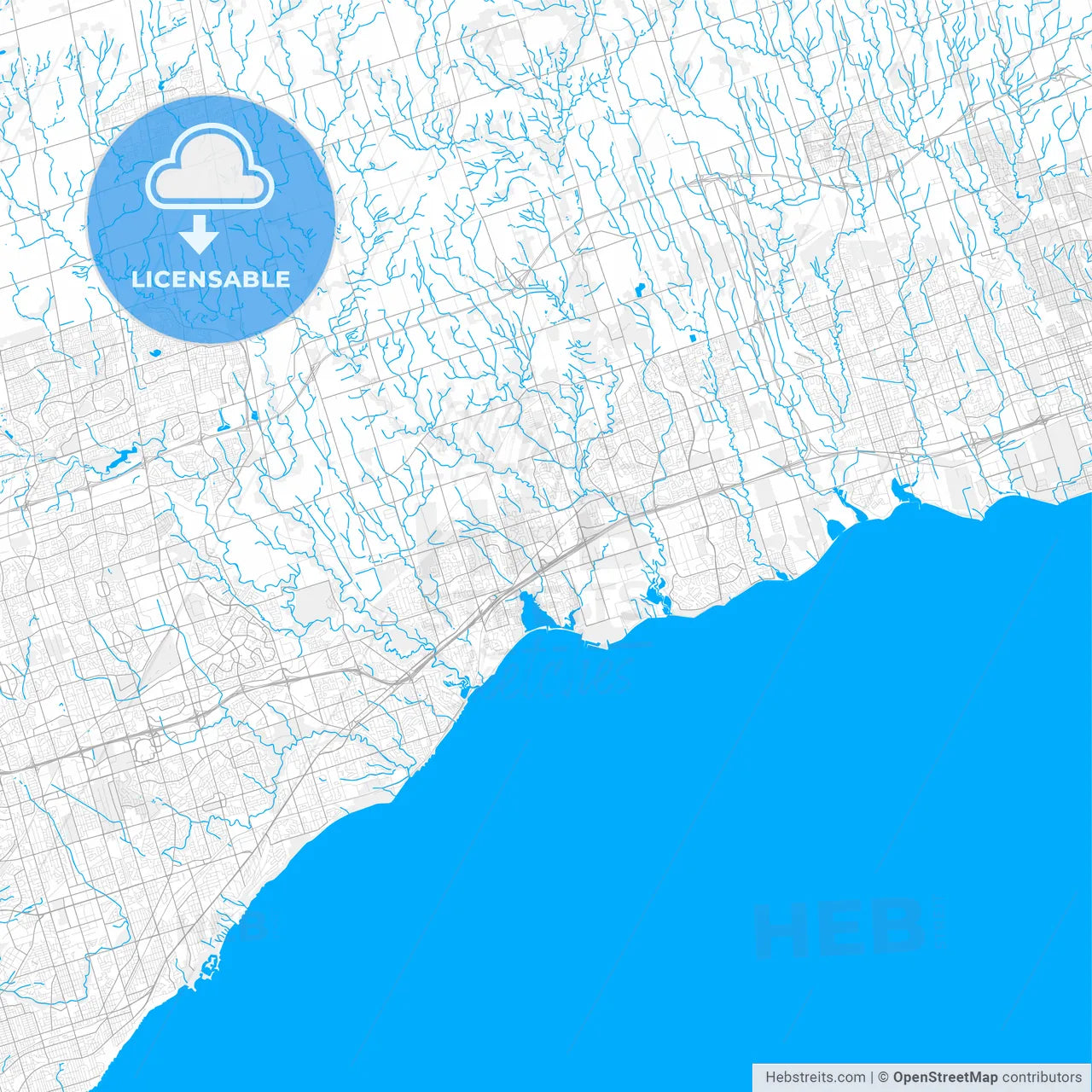 Rich detailed vector map of Pickering, Ontario, Canada
