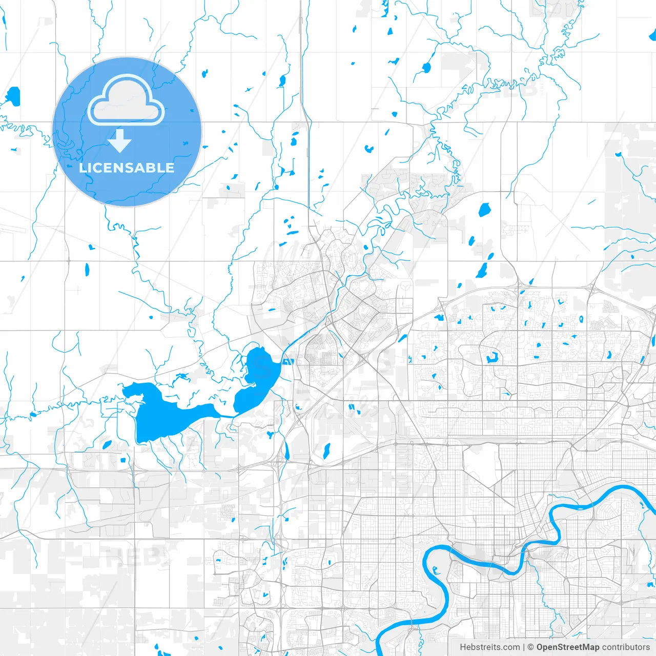 Rich detailed vector map of St. Albert, Alberta, Canada