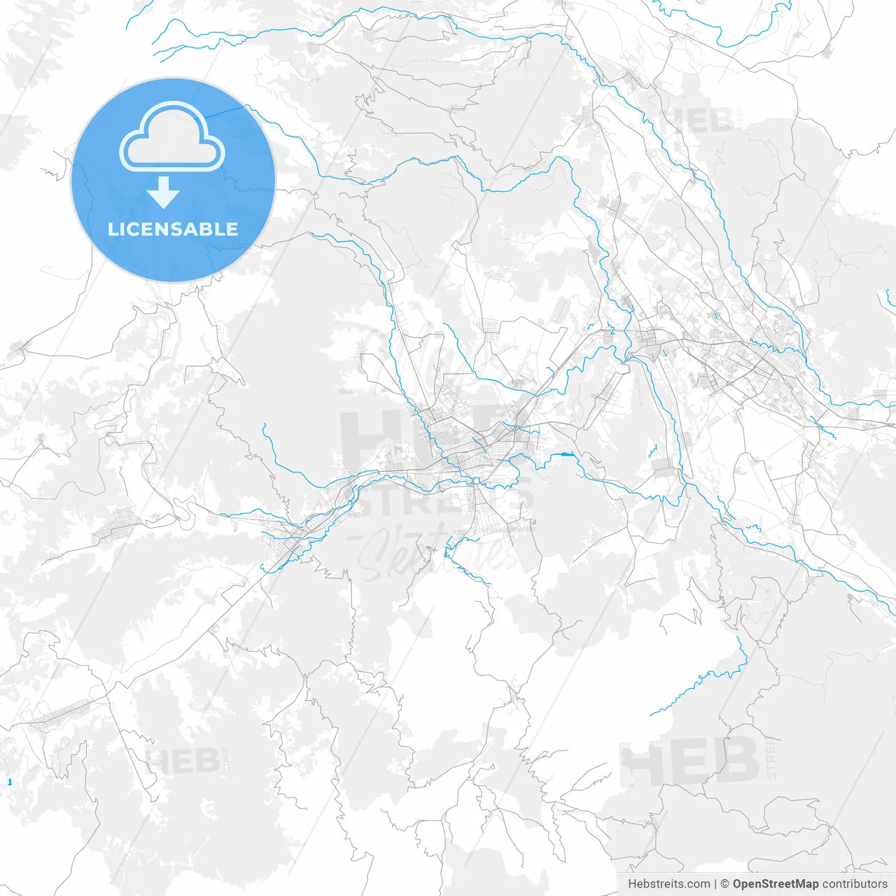 Rich detailed vector map of Orizaba, Veracruz, Mexico