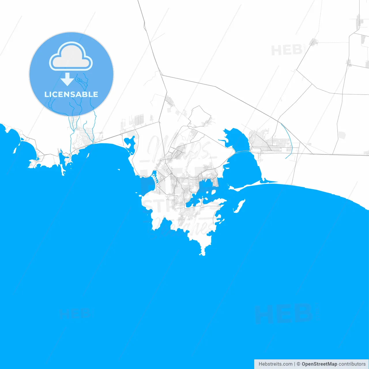 Rich detailed vector map of Guaymas, Sonora, Mexico