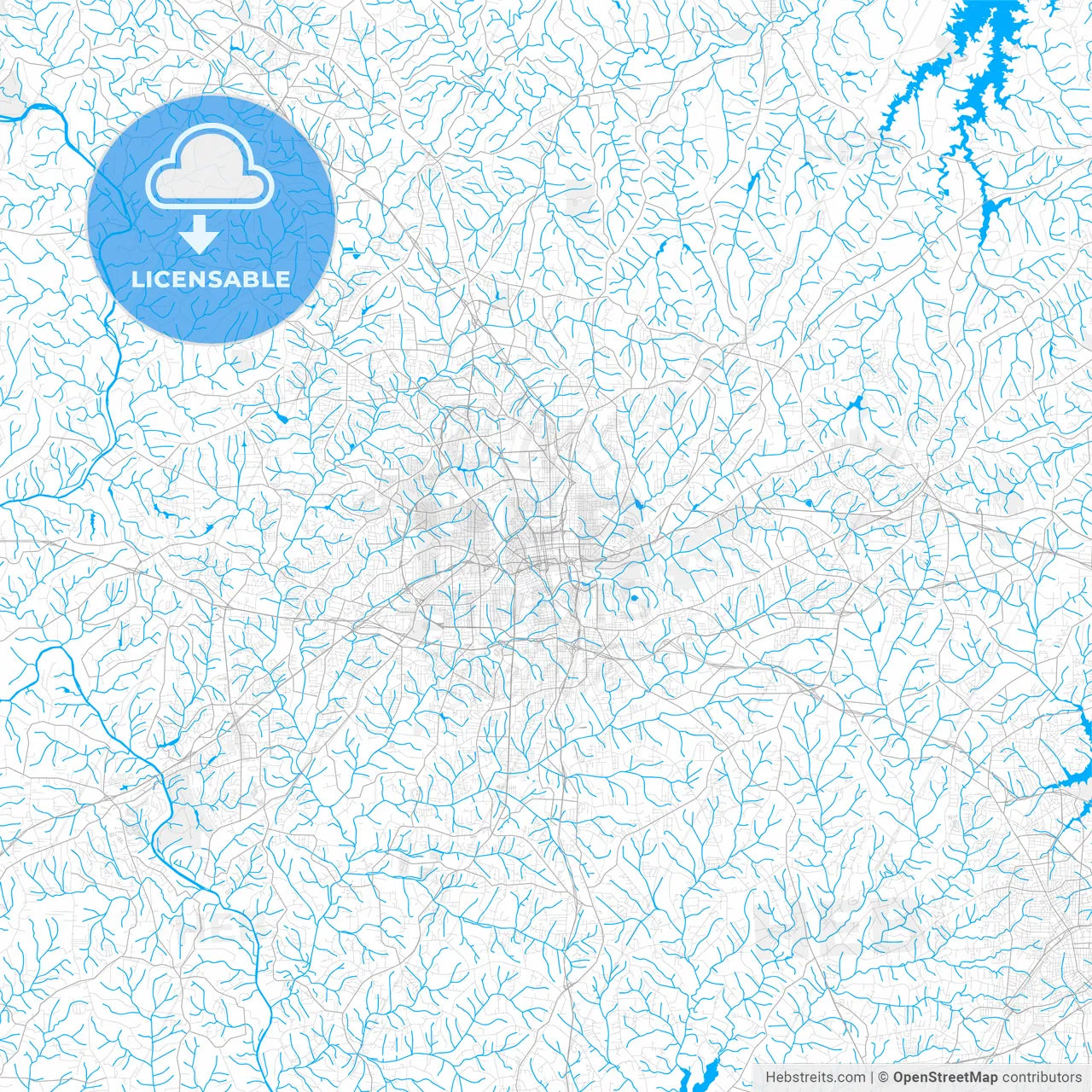 Rich detailed vector map of Winston–Salem, North Carolina, U.S.A.
