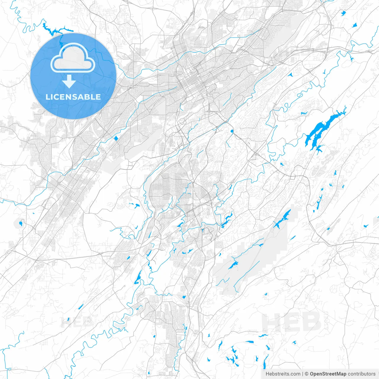Rich detailed vector map of Hoover, Alabama, USA