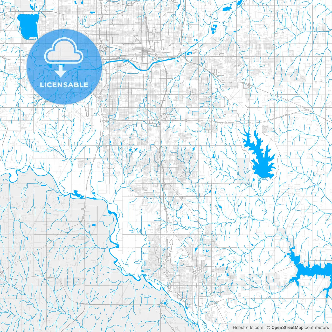 Rich detailed vector map of Moore, Oklahoma, USA