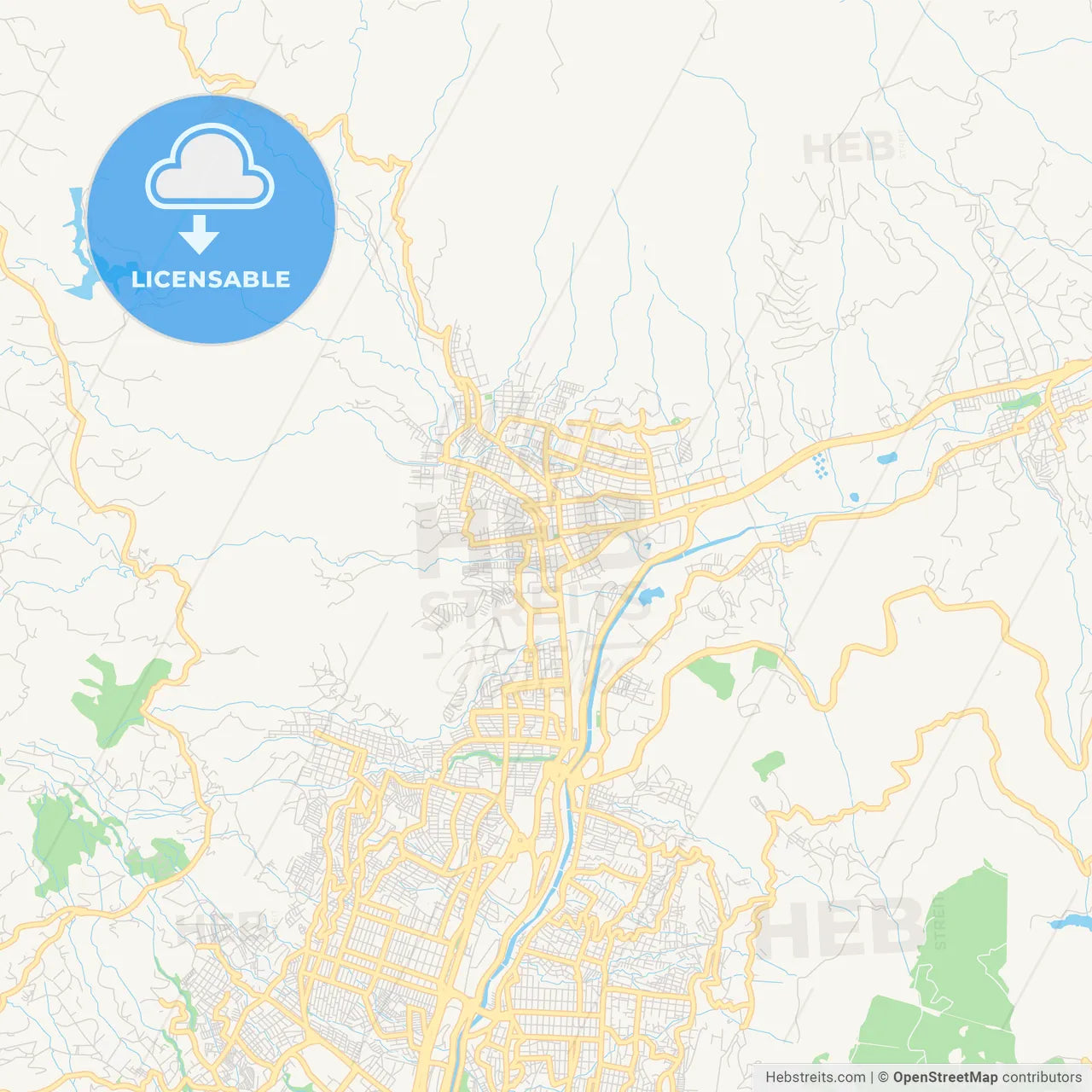 Printable street map of Bello, Colombia