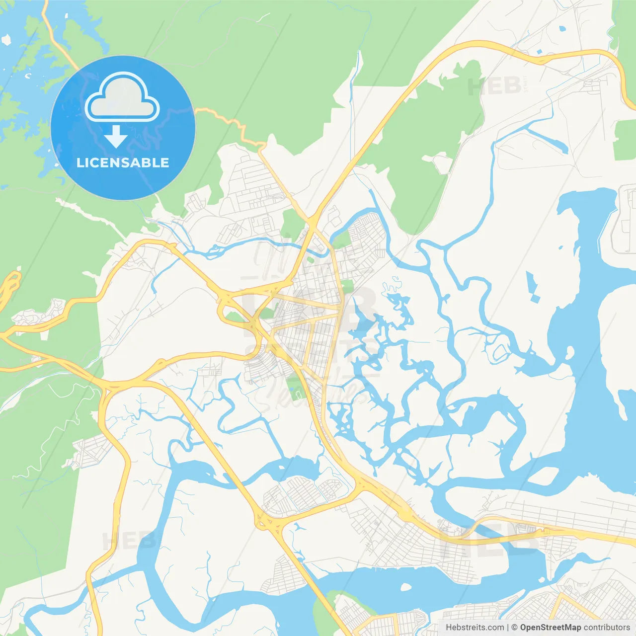 Printable street map of Cubatao, Brazil