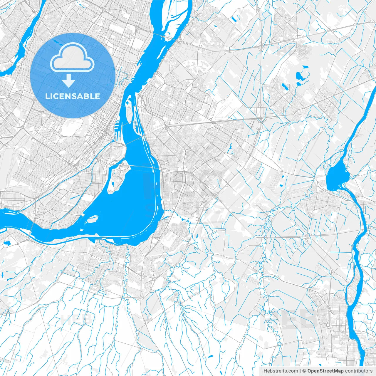 Rich detailed vector map of Brossard, Quebec, Canada