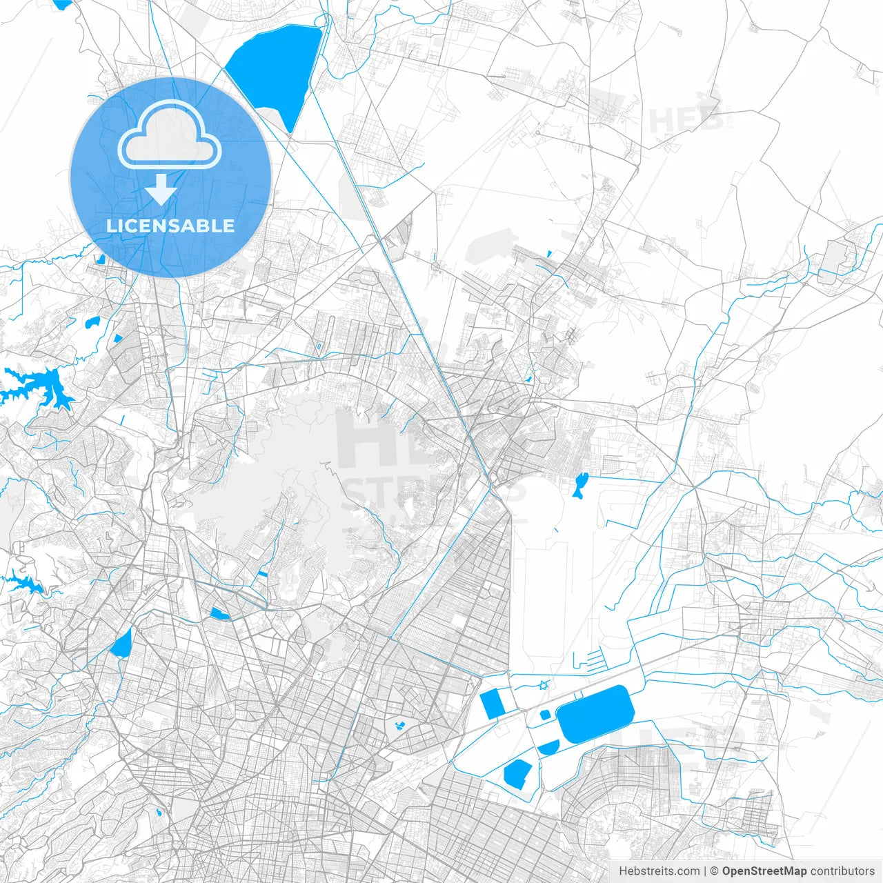 Rich detailed vector map of Ecatepec, México, Mexico