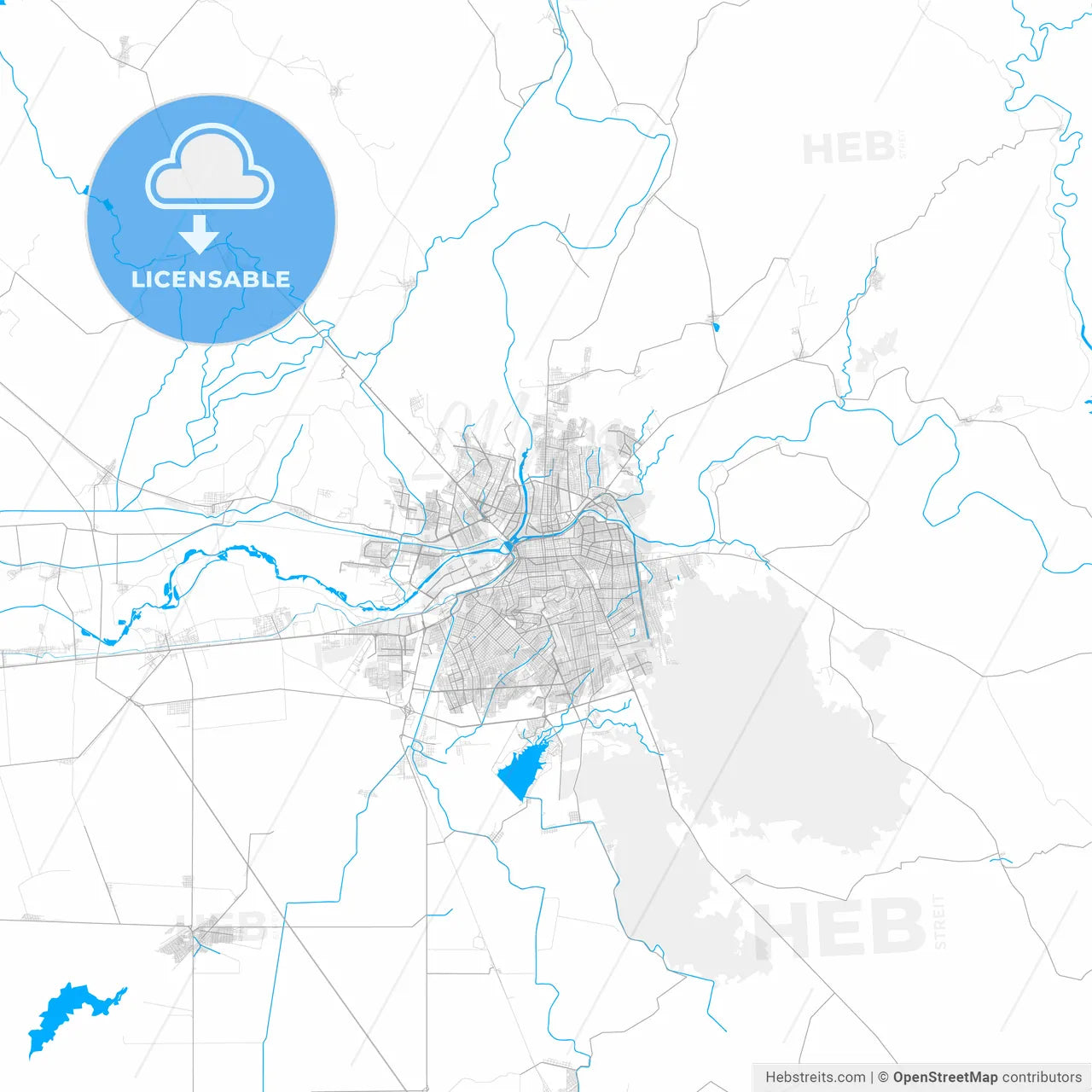 Rich detailed vector map of Culiacán, Sinaloa, Mexico