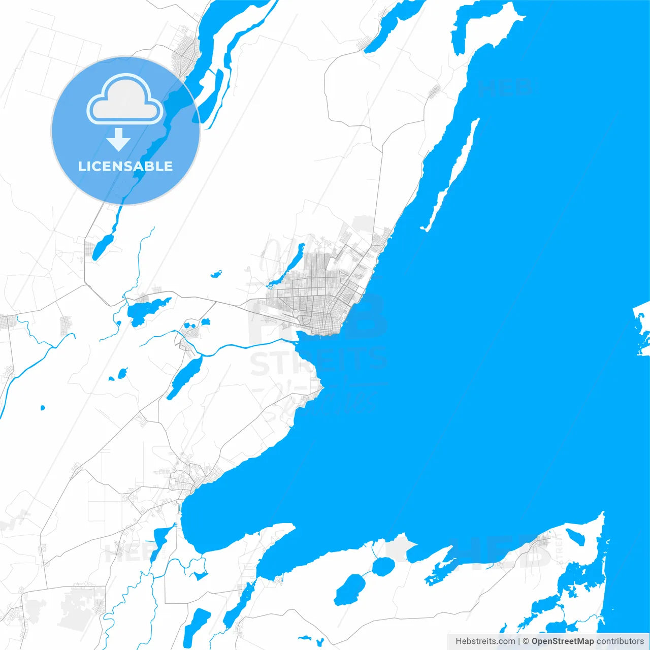 Rich detailed vector map of Chetumal, Quintana Roo, Mexico