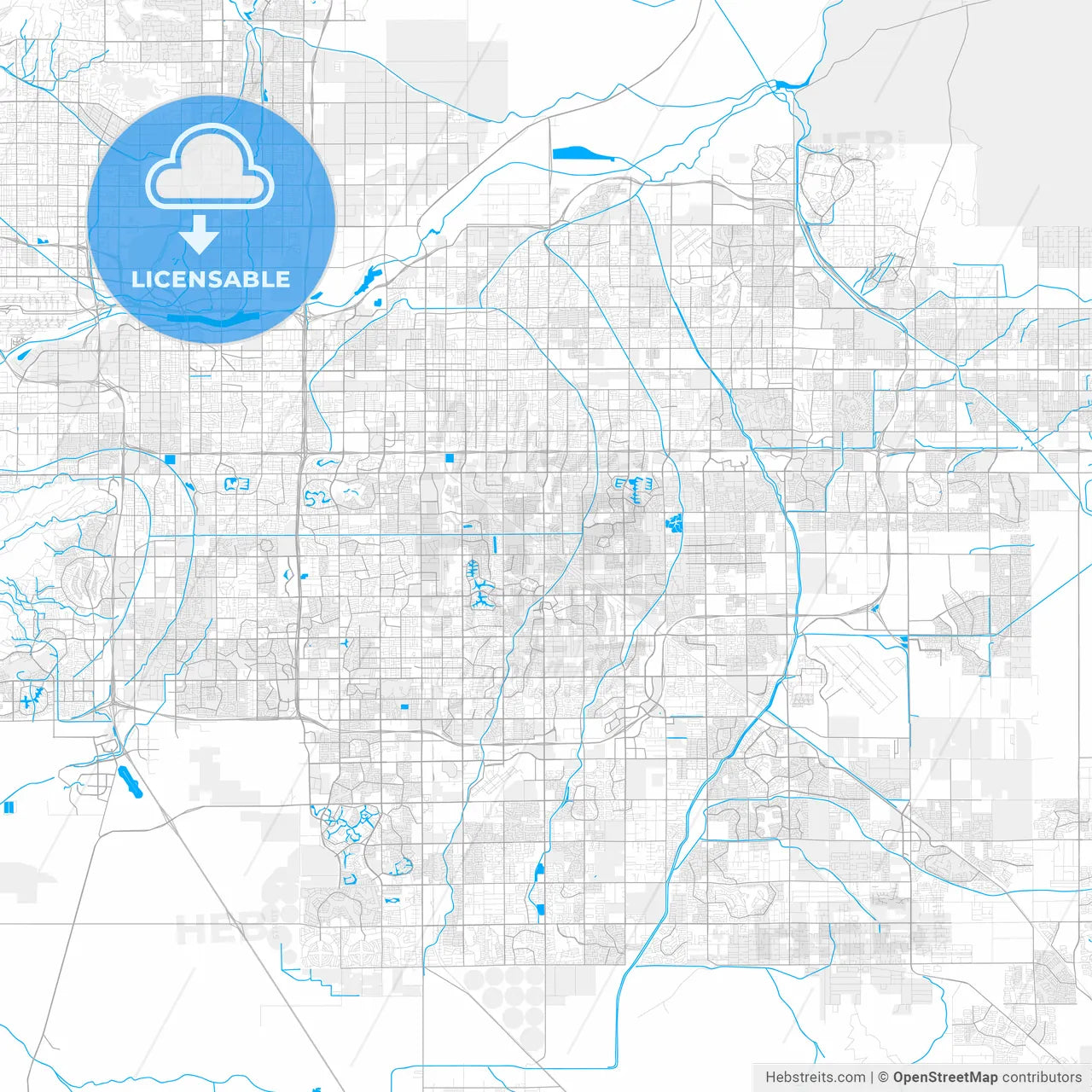 Rich detailed vector map of Gilbert, Arizona, U.S.A.