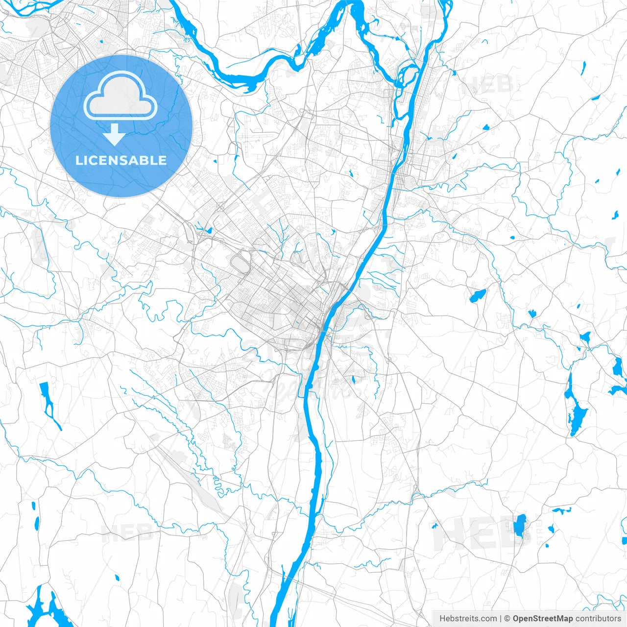 Rich detailed vector map of Albany, New York, USA