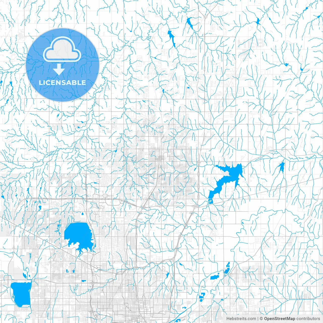 Rich detailed vector map of Edmond, Oklahoma, USA