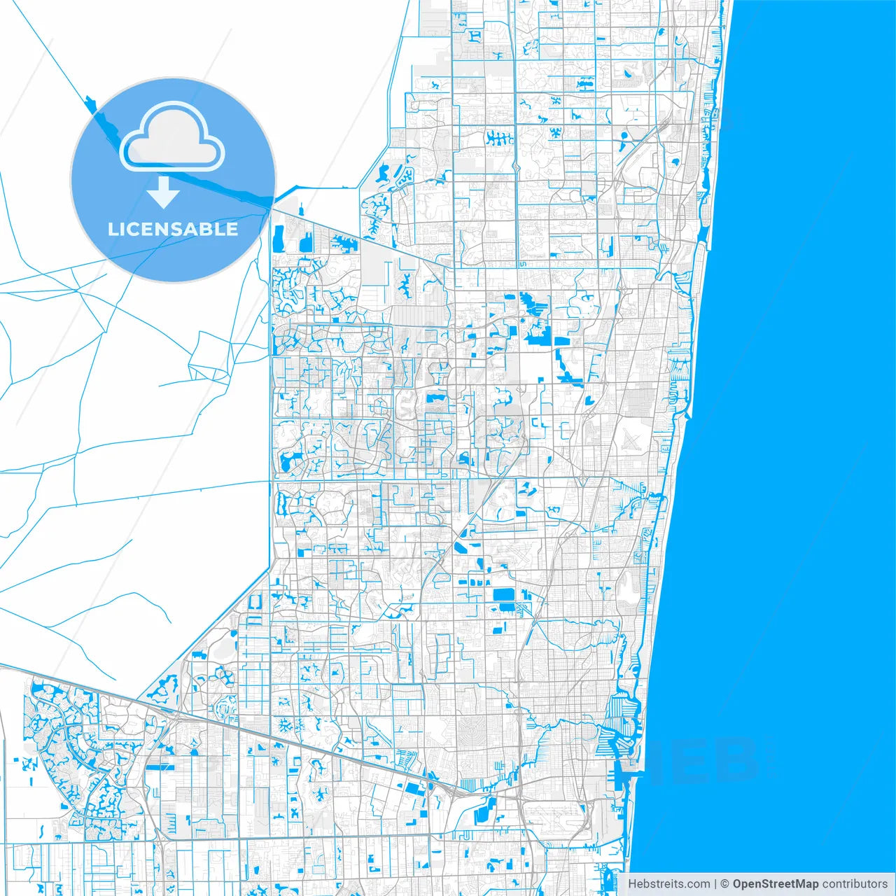 Rich detailed vector map of Margate, Florida, USA