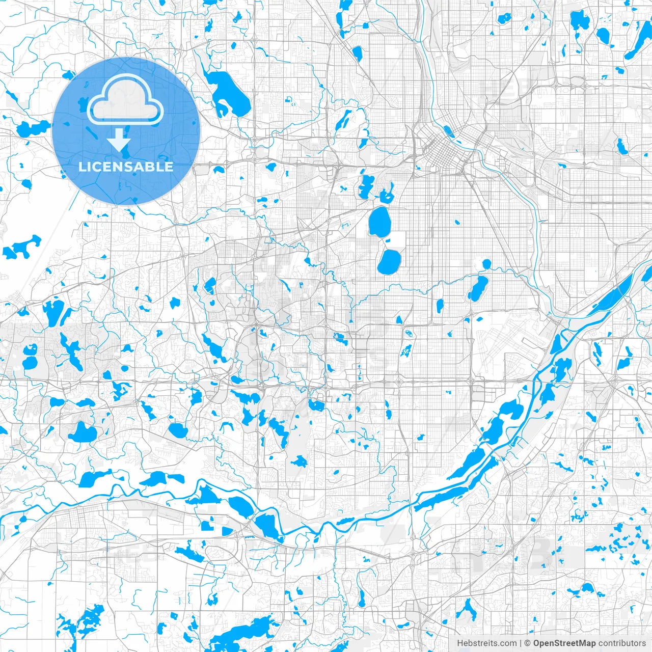 Rich detailed vector map of Edina, Minnesota, United States of America