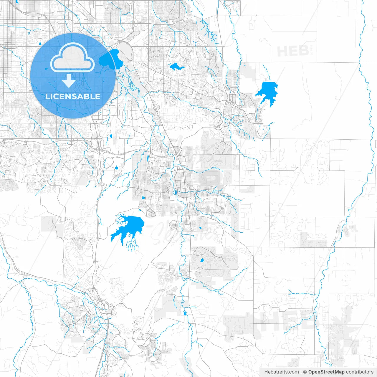 Rich detailed vector map of Parker, Colorado, United States of America