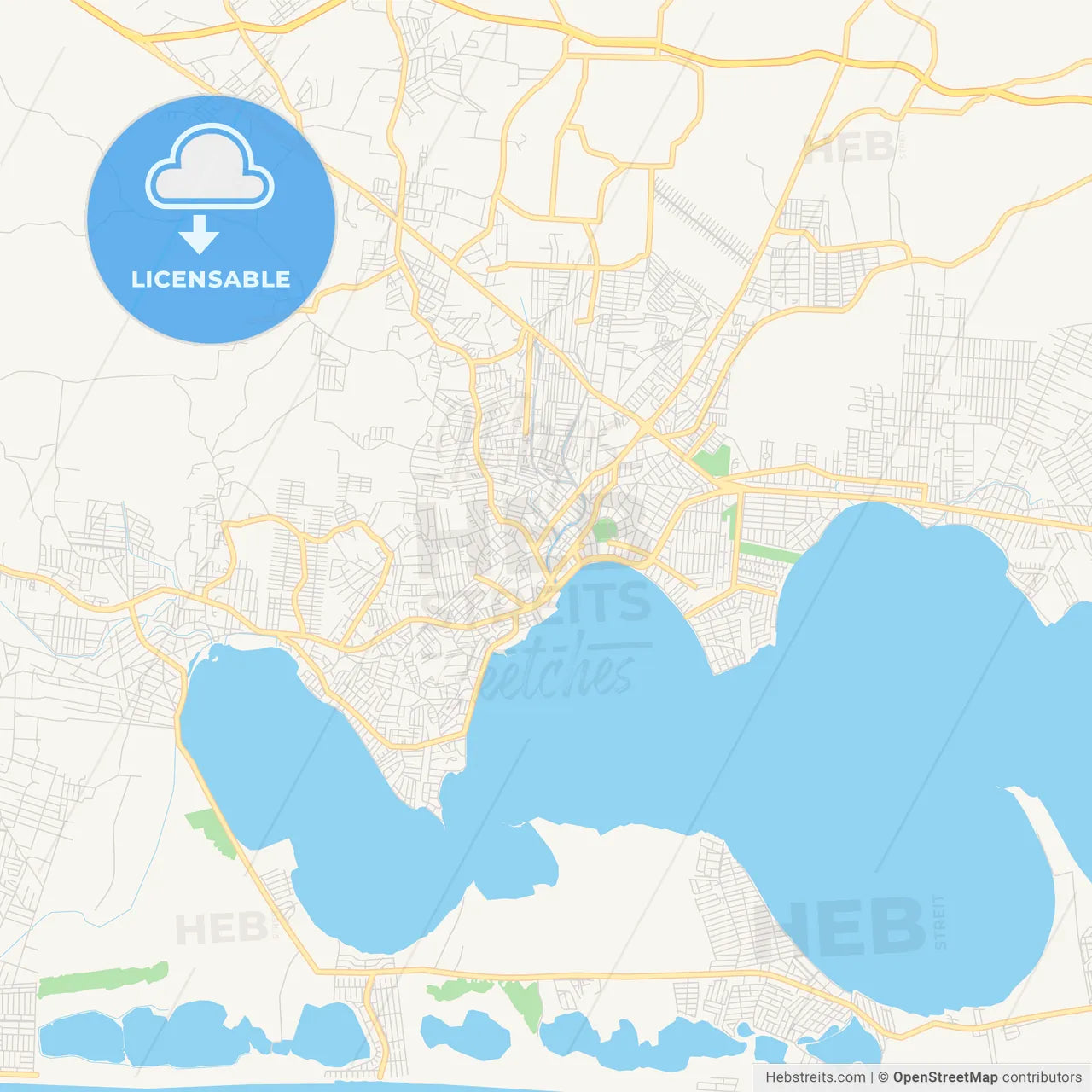 Printable street map of Araruama, Brazil