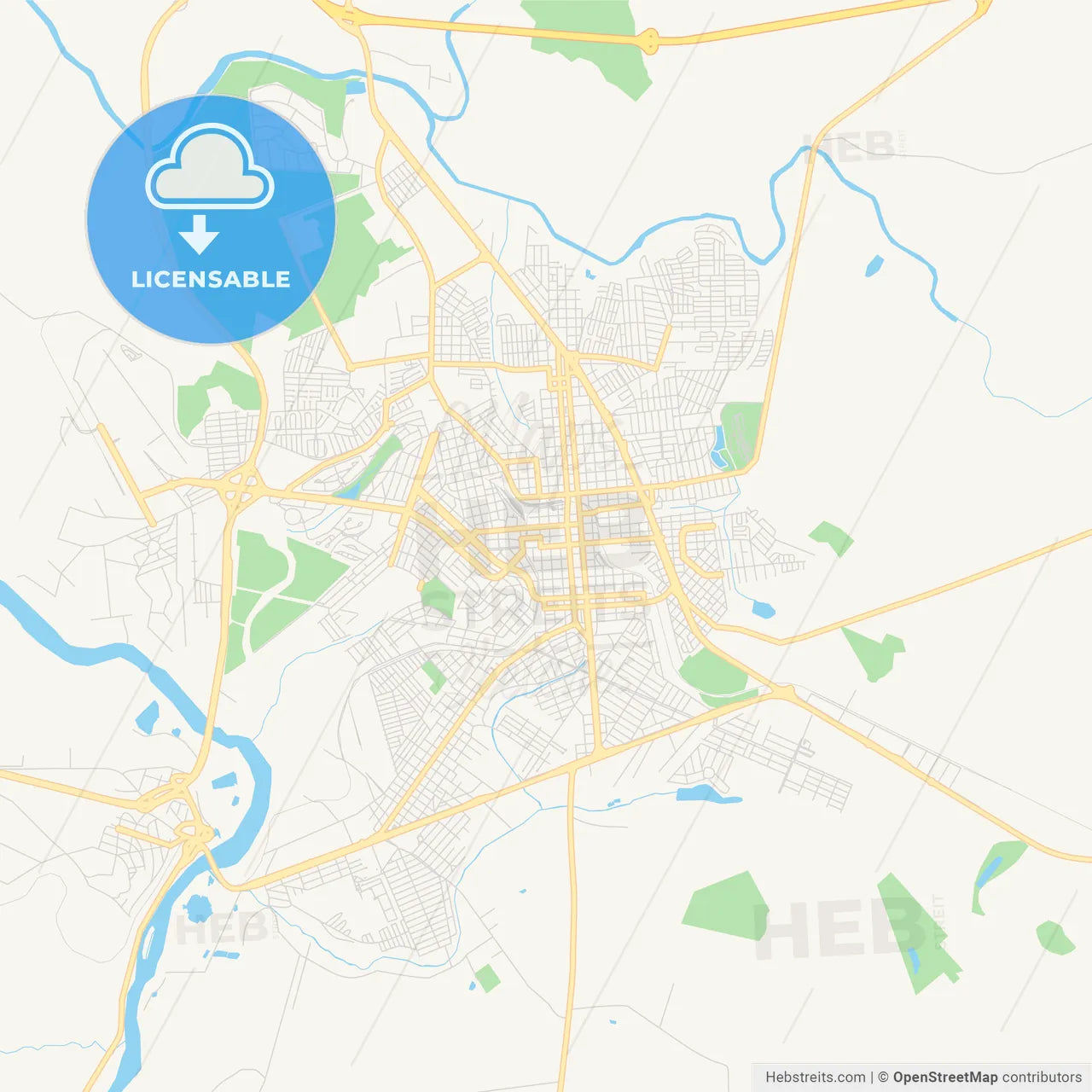 Printable street map of Ourinhos, Brazil