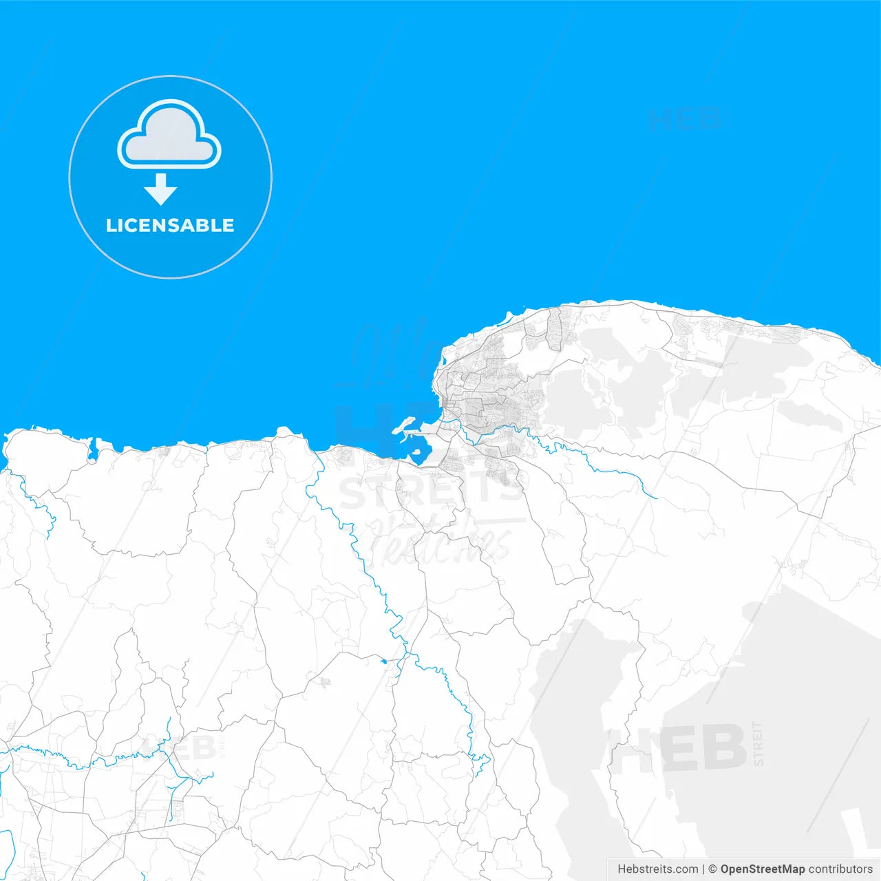 Rich detailed vector map of Kingston, Saint James, Jamaica