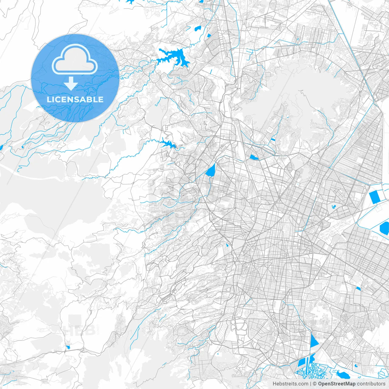 Rich detailed vector map of Naucalpan, Mexico