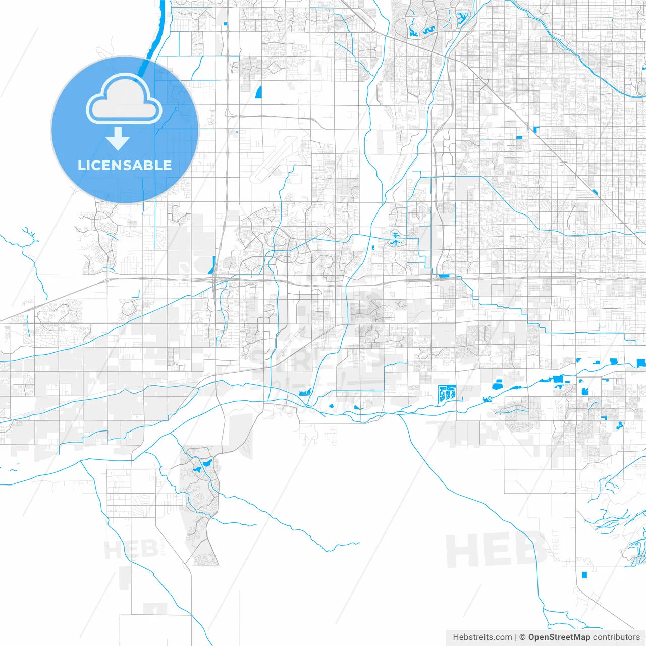 Rich detailed vector map of Avondale, Arizona, USA