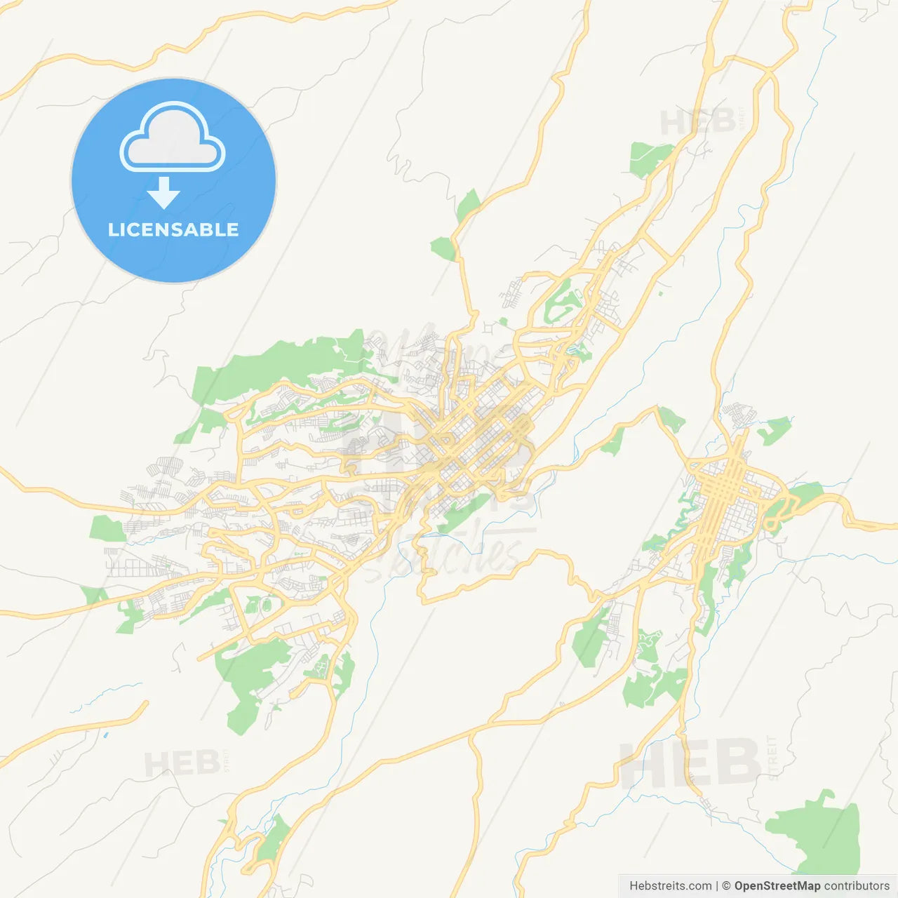 Printable street map of Armenia, Colombia