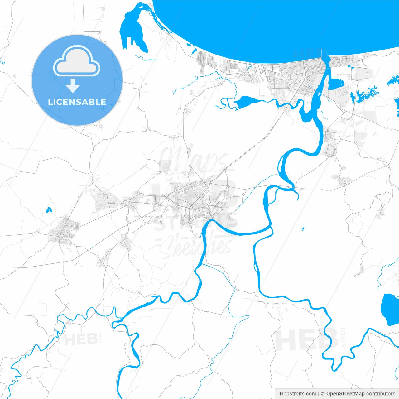 Rich detailed vector map of Minatitlán, Veracruz, Mexico