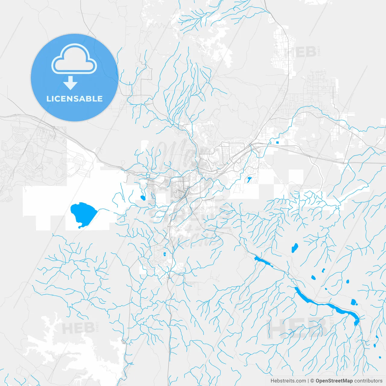 Rich detailed vector map of Flagstaff, Arizona, USA