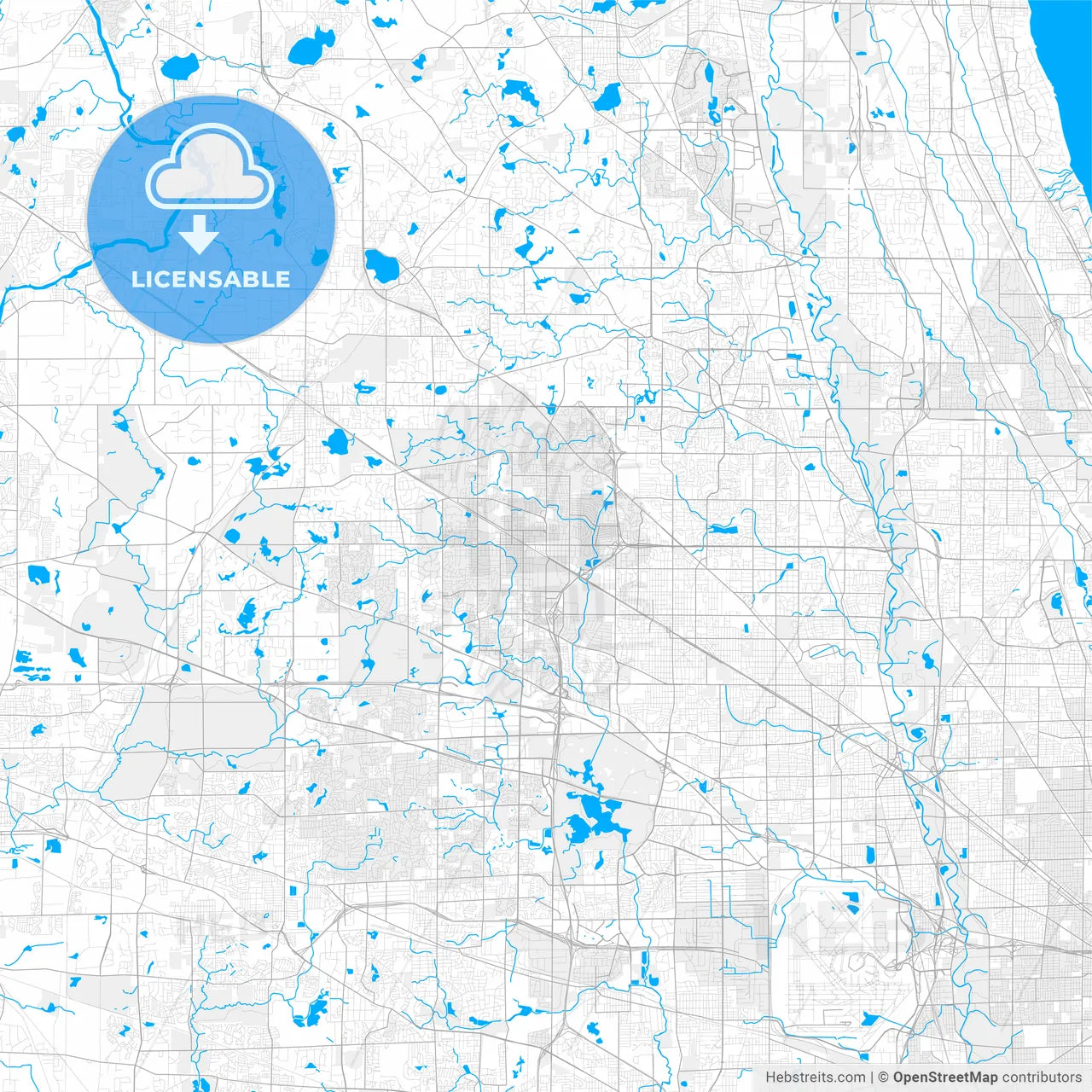 Rich detailed vector map of Palatine, Illinois, USA