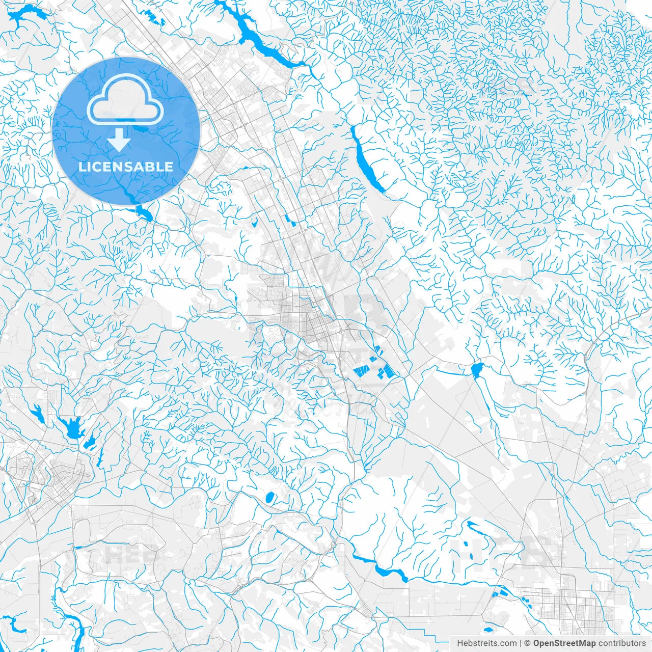 Rich detailed vector map of Gilroy, California, USA