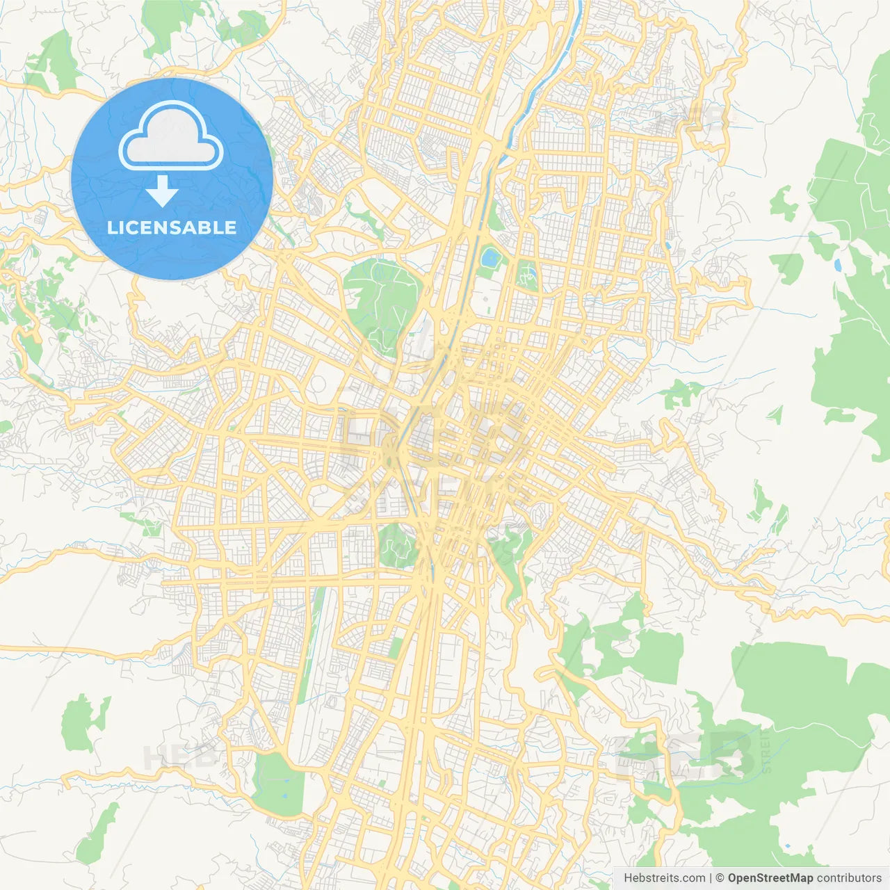 Printable street map of Medellin, Colombia