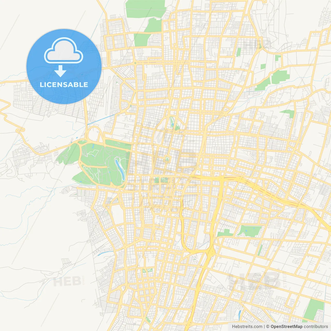 Printable street map of Mendoza, Argentina