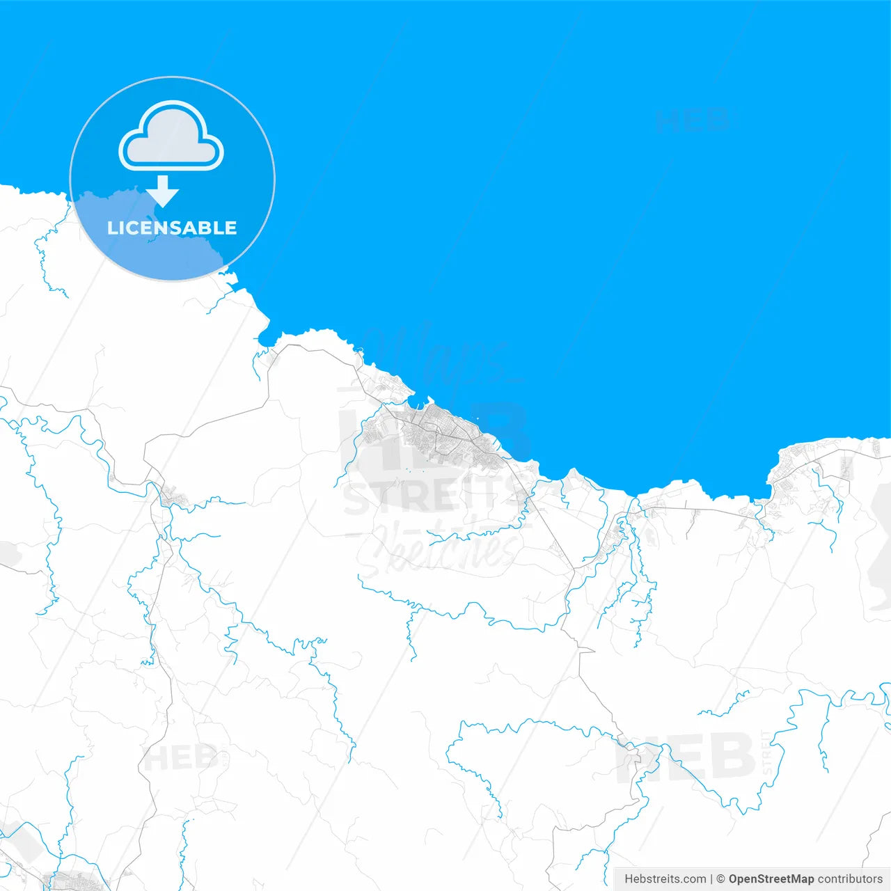 Rich detailed vector map of Puerto Plata, Puerto Plata, Dominican Republic