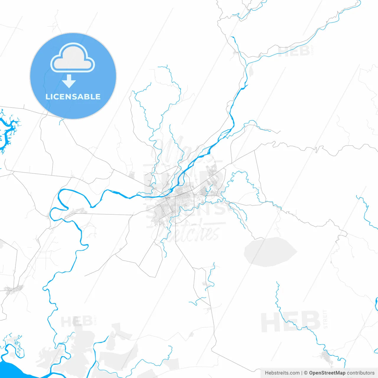 Rich detailed vector map of Choluteca, Choluteca, Honduras