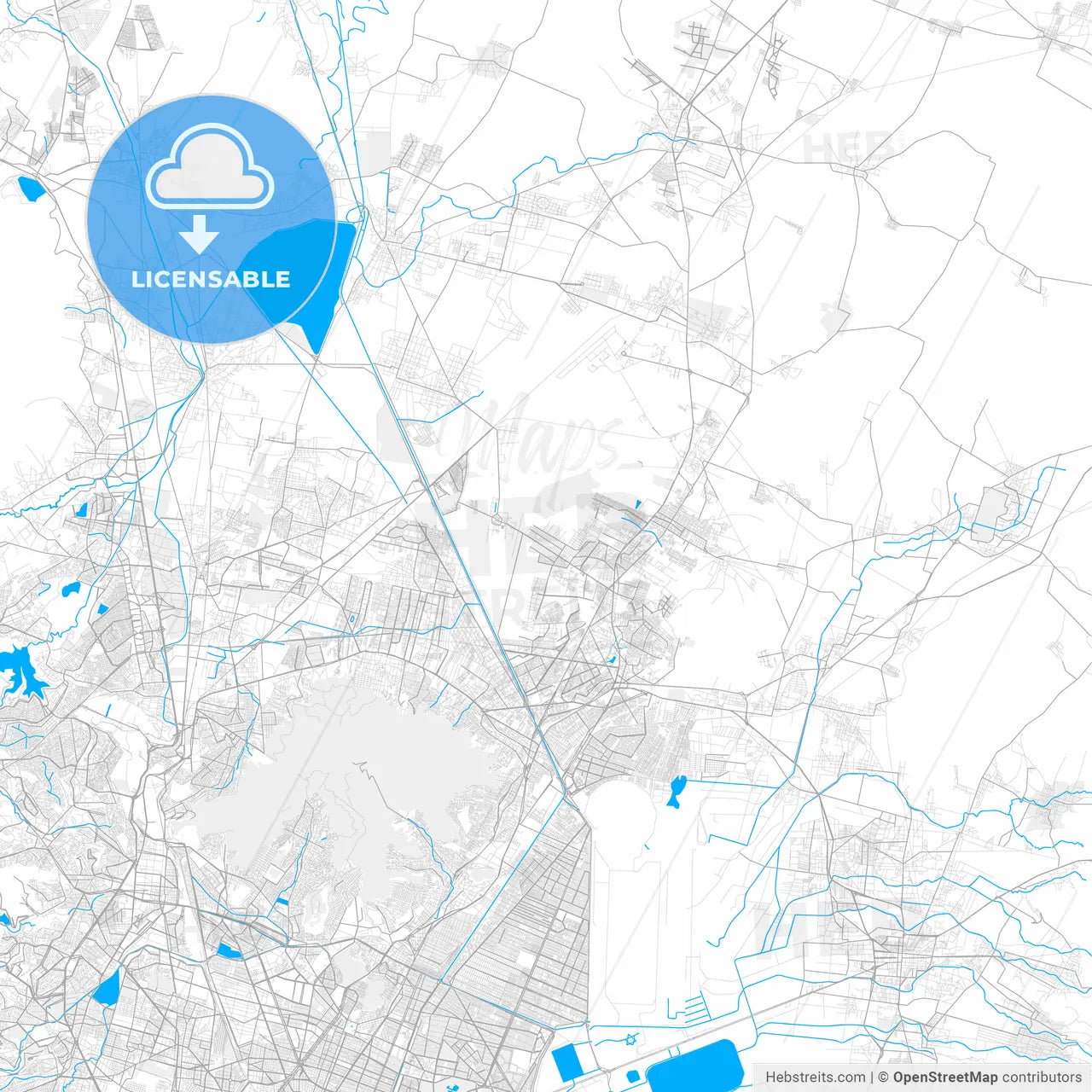 Rich detailed vector map of Ojo de Agua, México, Mexico