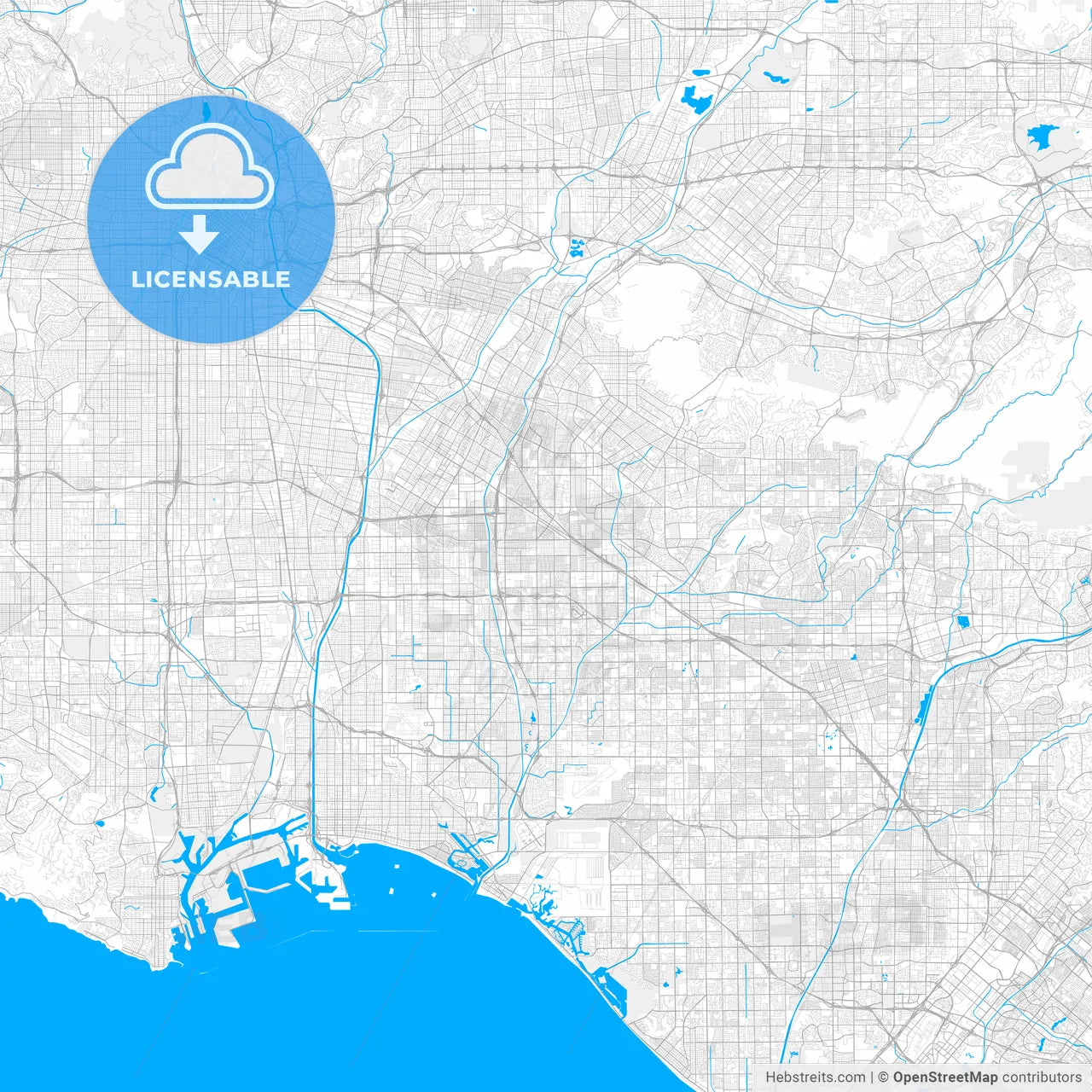 Rich detailed vector map of Norwalk, California, USA