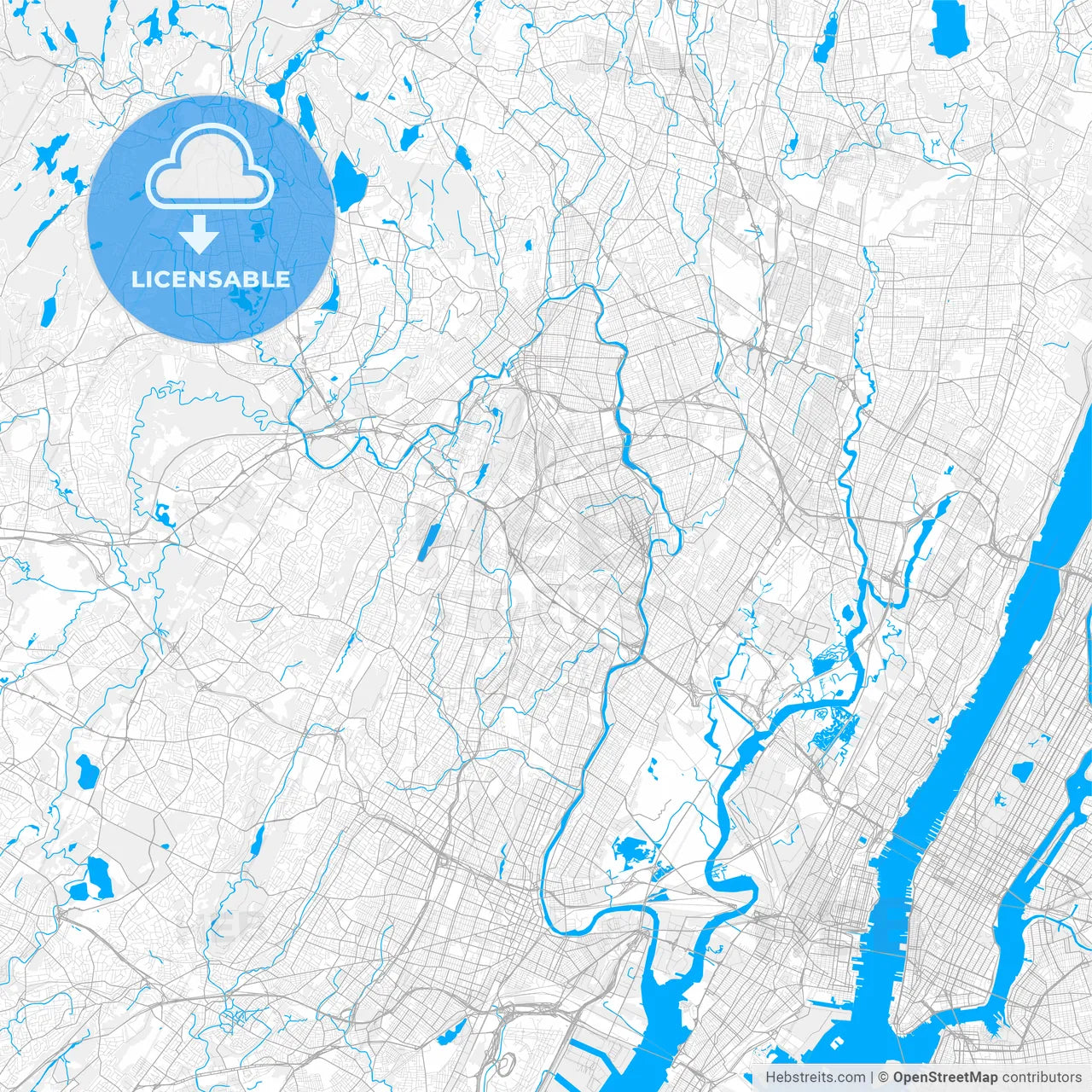 Rich detailed vector map of Clifton, New Jersey, USA