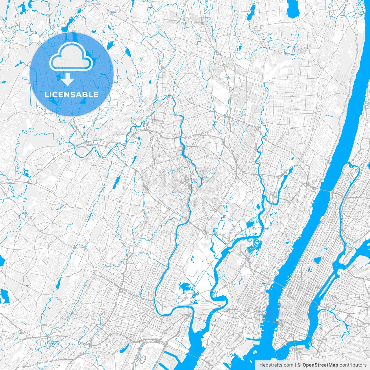 Rich detailed vector map of Passaic, New Jersey, USA