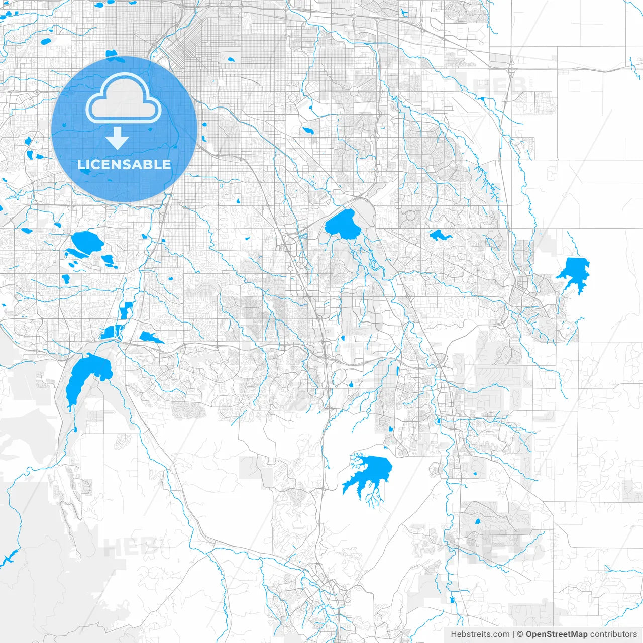 Rich detailed vector map of Centennial, Colorado, USA