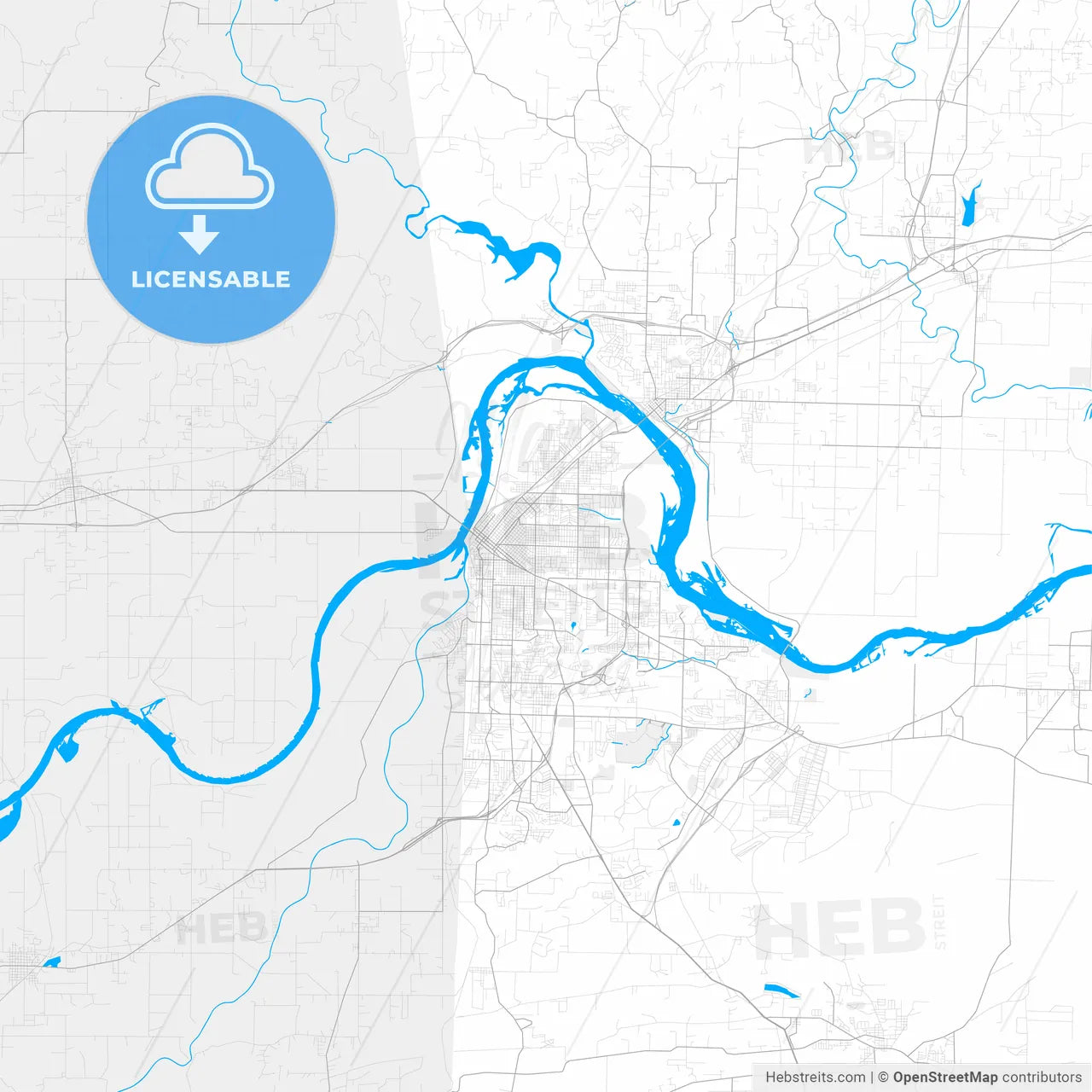 Rich detailed vector map of Fort Smith, Arkansas, USA