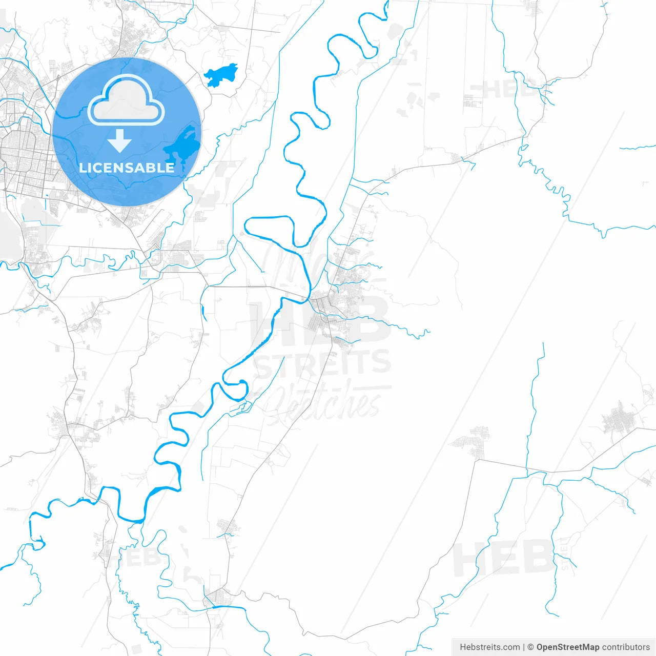 Rich detailed vector map of El Progreso, Yoro, Honduras