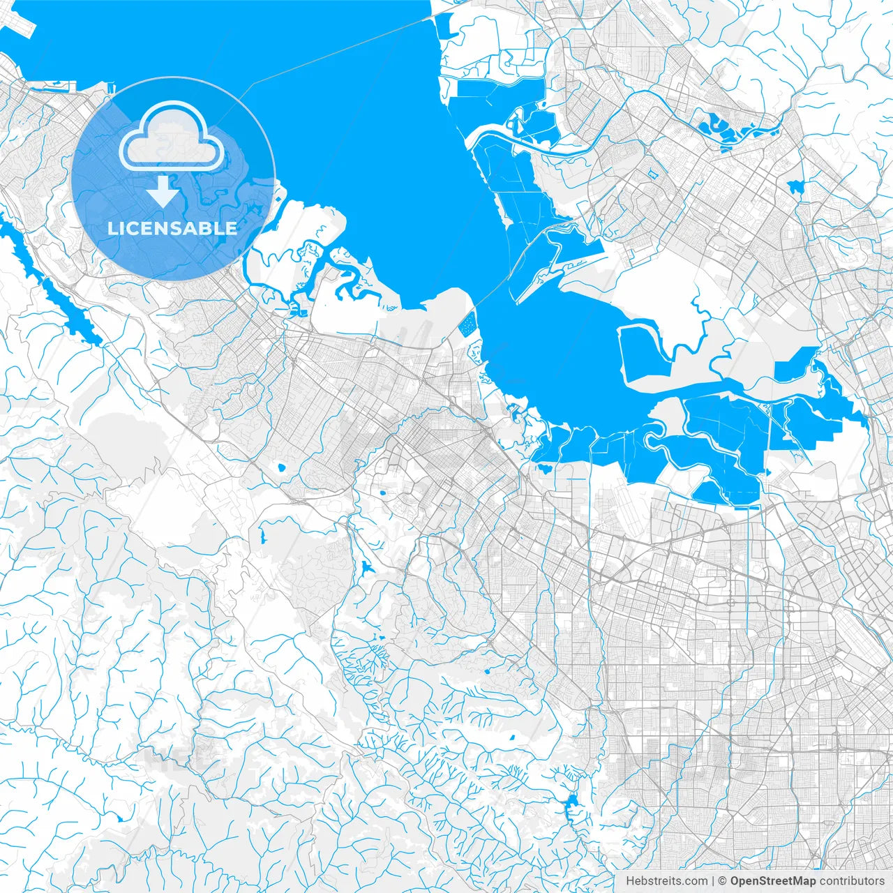 Rich detailed vector map of Palo Alto, California, USA