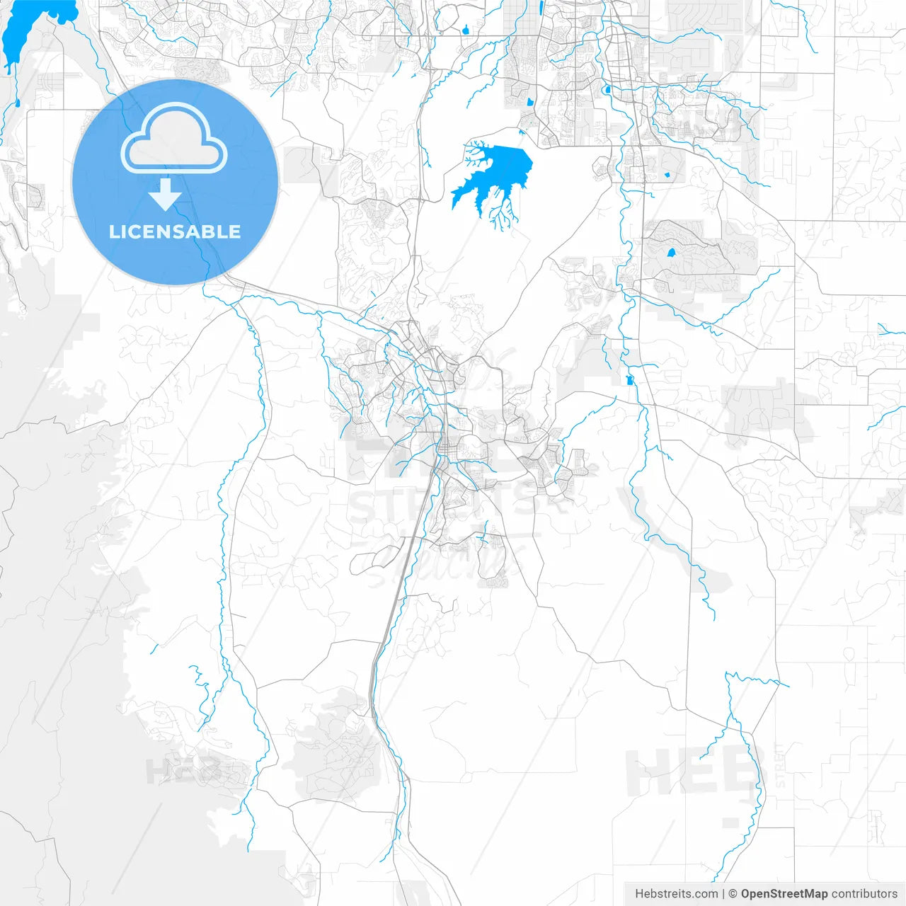 Rich detailed vector map of Castle Rock, Colorado, USA