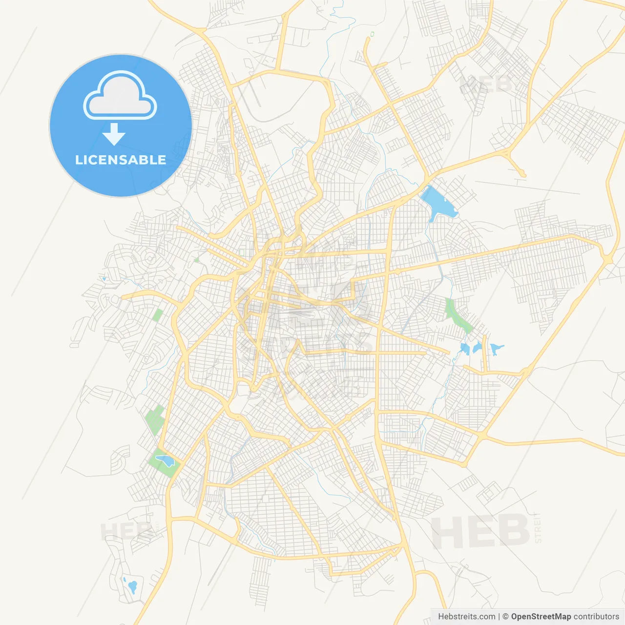 Printable street map of Montes Claros, Brazil
