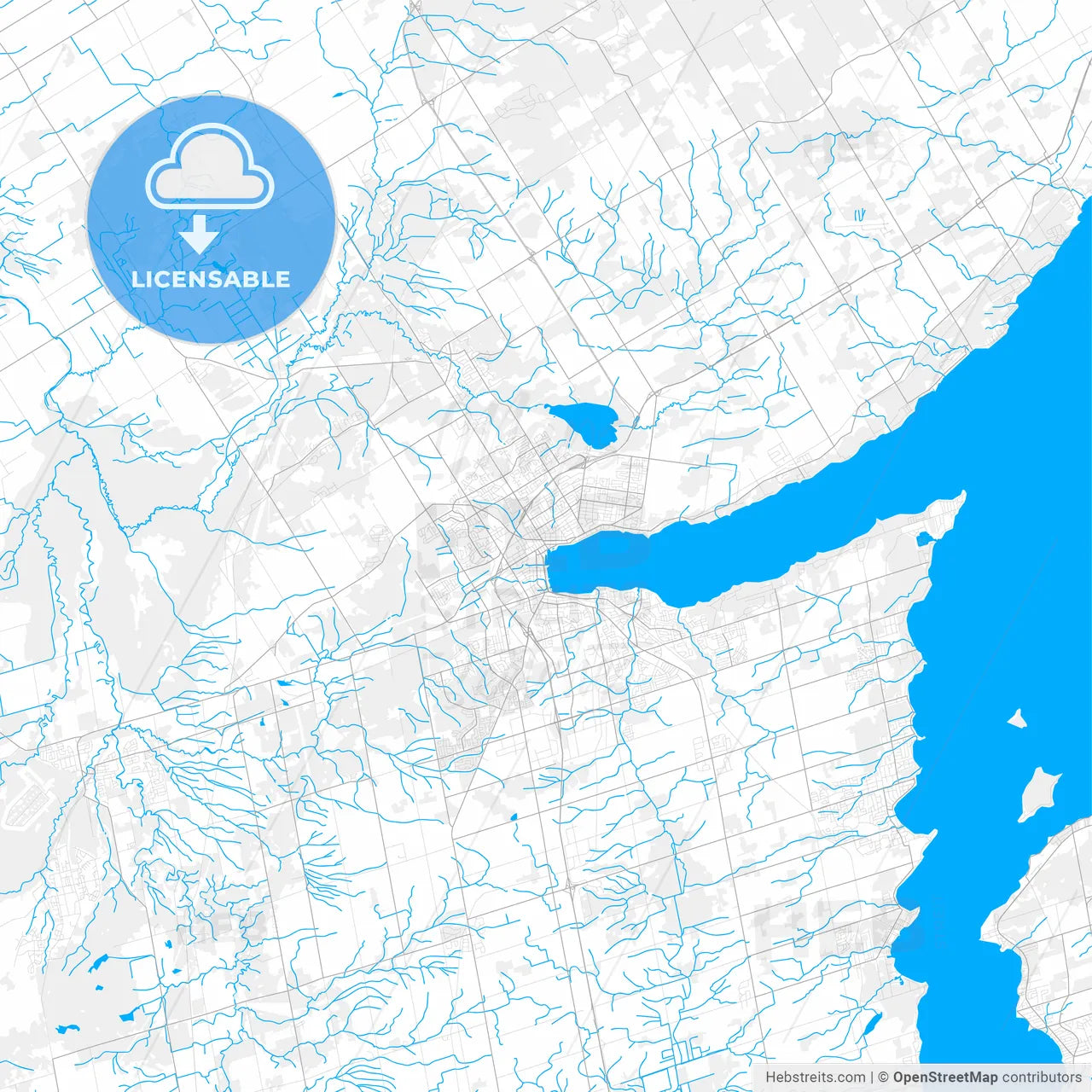 Rich detailed vector map of Barrie, Ontario, Canada